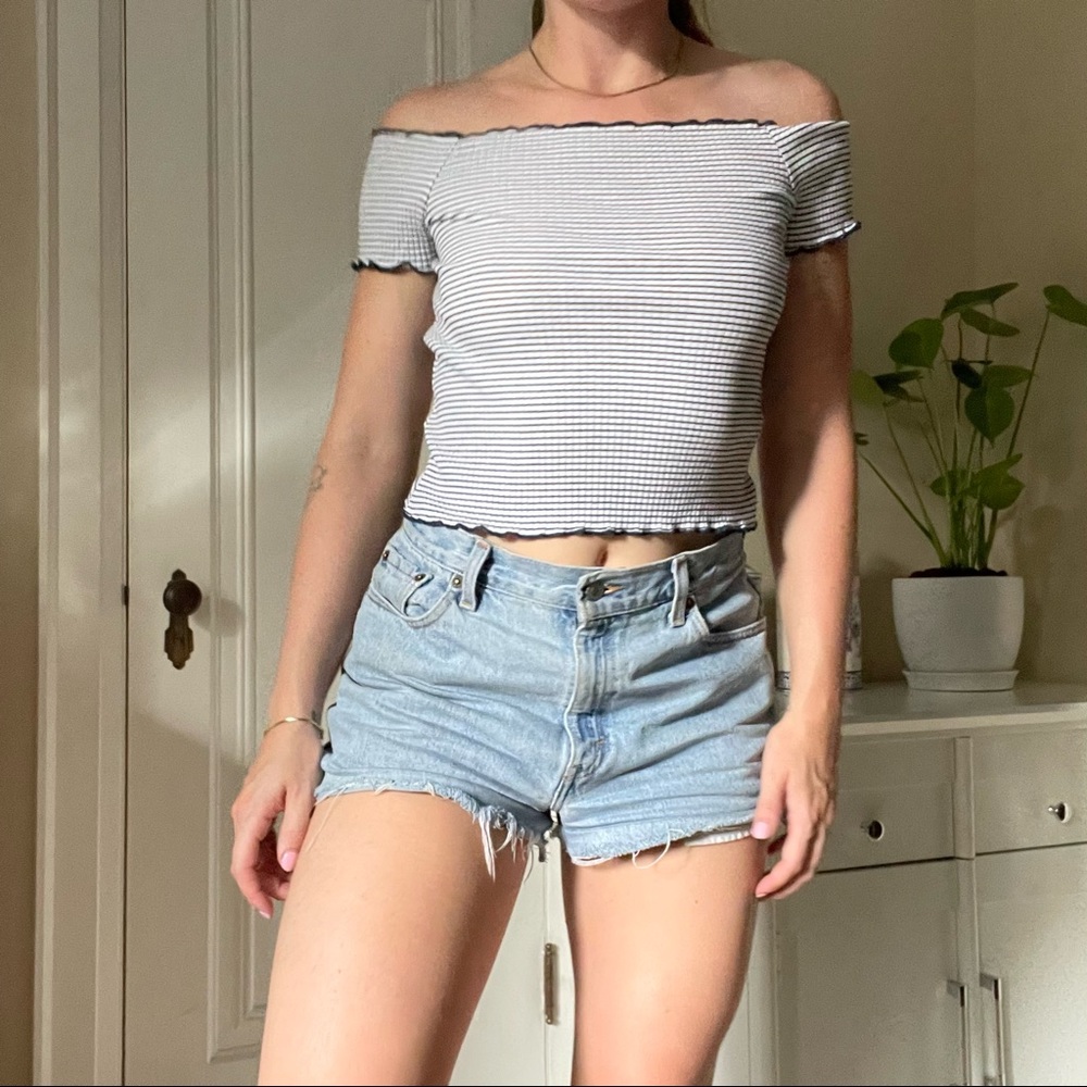 Zara Trafaluc Ribbed Off The Shoulder Top